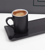 Siyah Türk Kahvesi Fincanı Kahve Yanı Su Bardağı Hediye Seti