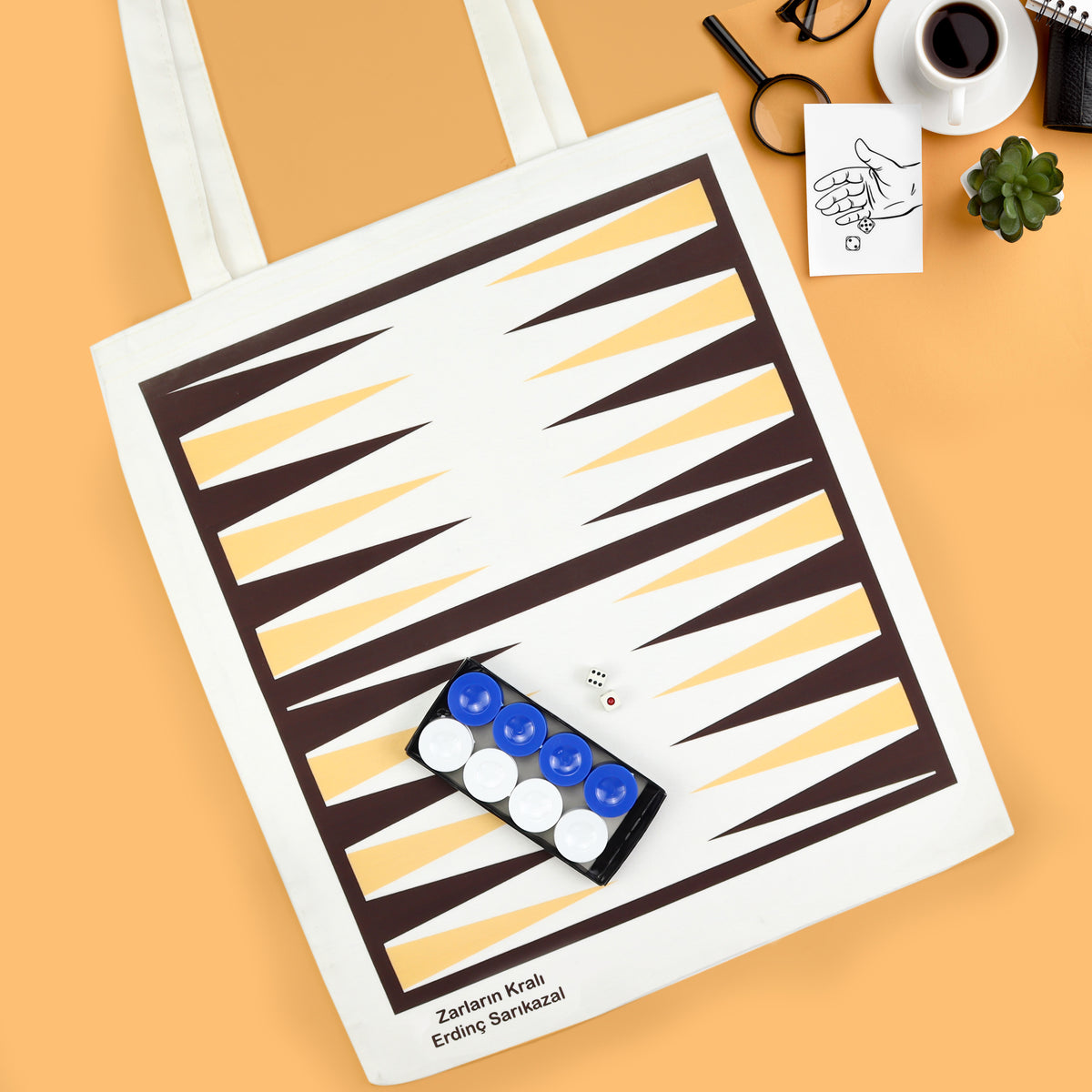 Selamlıque Türk Kahvesi & Tavla Baskılı Bez Çanta & Porselen Kahve Fincanı & Godiva Napoliten Çikolata Babalar Günü Hediye Seti