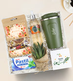 Trendmiya Bitki Çayı & Kişiye Özel 350 ML Çelik Termos & Eyüp Sabri Tuncer 150ml Kolonya & Canlı Sukulent & Ülker Pastil Hediye Seti