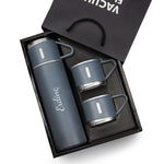 3 Bardaklı 500 ML Çelik Termos & Filtre Kahve & Su Matarası & Defter & Usb Kalem Hediye Seti