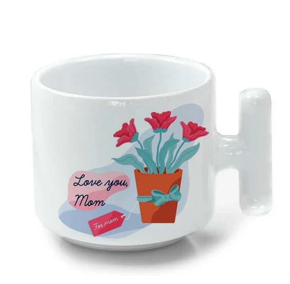 Love You Mom Baskılı T Kupa