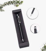 Kişiye Özel Siyah Defter & Siyah Touch Kalem & Mat Siyah Kupa & 500ml Deri Kılıflı Cam Su Matarası Hediye Seti