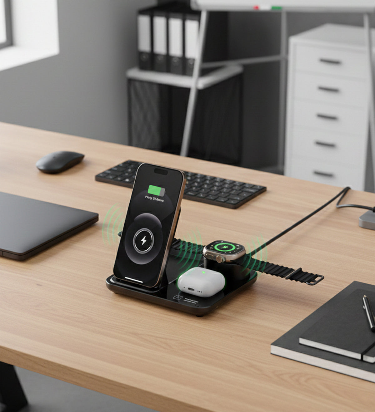 Üçlü Standlı Wireless Şarj Cihazı