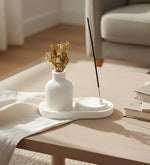 Dokulu Defter & Kalem & Standlı Tütsülük ve Vazo Seti & Bambu Tabaklı Geometrik Fincan Hediye Seti