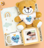 Kişiye Özel Ahşap Çerçeve & Müslin Örtü & Kupa Bardak & Baskılı Peluş Ayıcık Hediye Seti