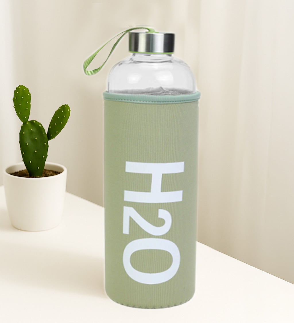 Yeşil Bez Kılıflı 1000 ml Cam Matara