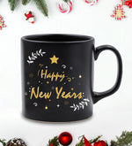 Yılbaşına Özel Happy New Years Kupa & Kahverengi Defter & Gold Siyah Roller Kalem & Kişiye Özel 500 ML Gold Renk Dereceli Termos & Godiva Çikolata Hediye Seti