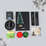 Yeni Yıl Tarihli Ajanda & Antrasit Roller Kalem &Ahşap Zeminli Mini Çam Ağacı & Selamlıque Türk Kahvesi & Godiva Çikolata & Yılbaşı Temalı Metal Kutulu Mum & Siyah Seramik Fincan