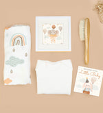 Müslin Bez Örtü & Zıbın & Bebek Saç Fırçası Premium Yenidoğan Hediye Seti