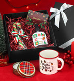 Mutlu Yıllar Vintage Kupa & Ekose Mum & Pet Şişe 100ml Kolonya & Baston Şeker Hediye Seti