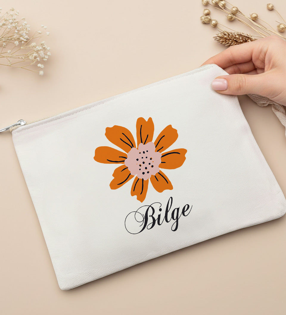 Kişiye Özel Turuncu Tasarım Bez Çanta