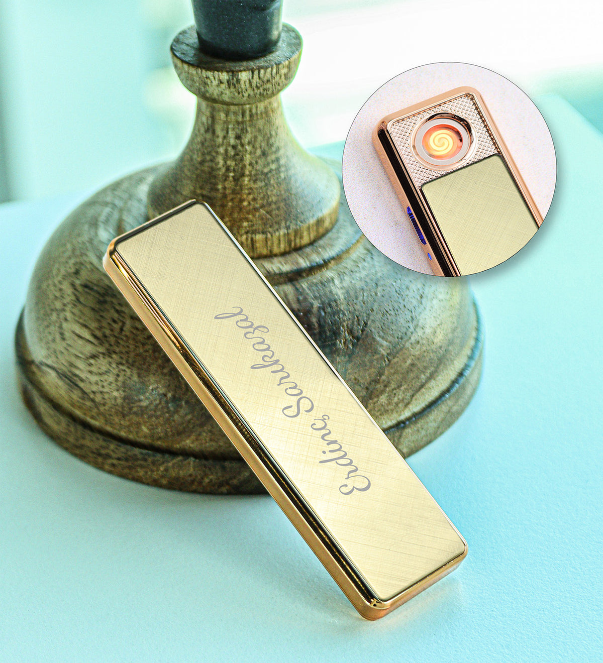 Elektronik Alevsiz Gold Renk USB Şarjlı Çakmak