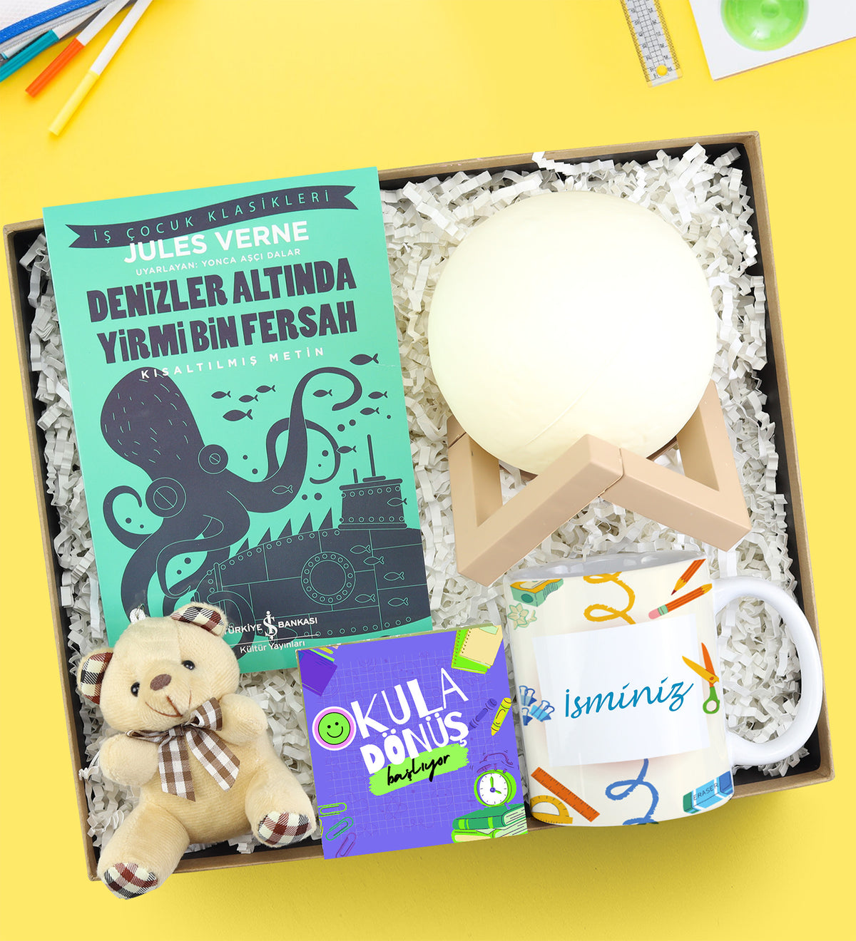 Kitap & Anahtarlık & Gece Lambası & Kupa Okula Dönüş Hediye Seti