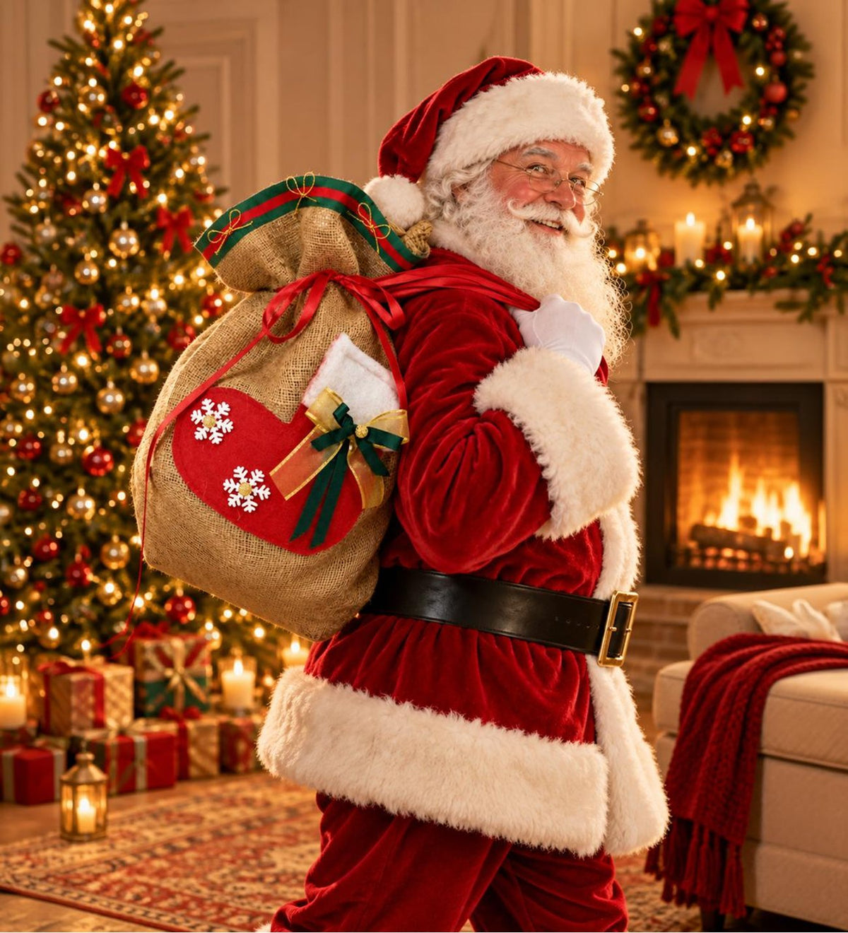 24 Dolu Keseli Yılbaşı Advent Calendar – Varış Takvimi – Büyük Heybeli Dekoratif Sürpriz Yılbaşı Kutlama Hediye Seti