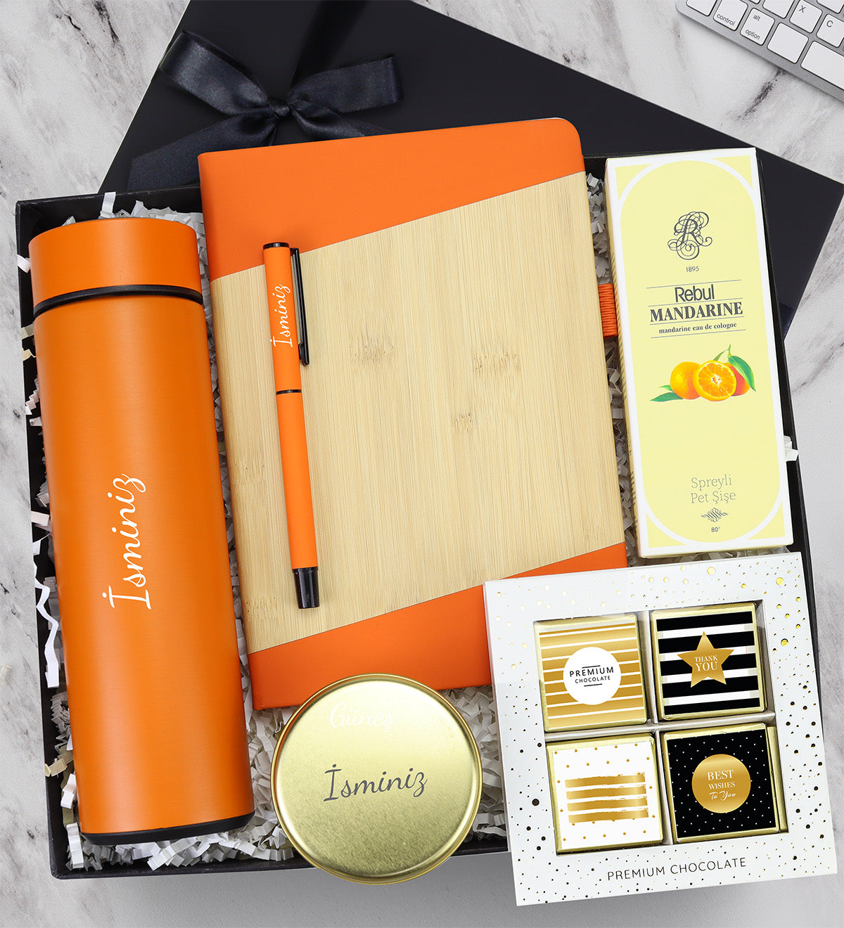 Kişiye Özel Termos & Kalem & Defter & Kolonya & Çikolata Hediye Seti