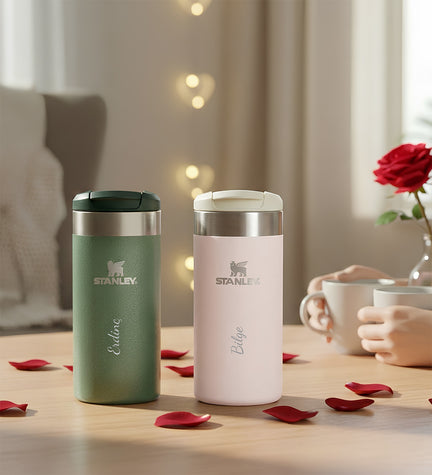 Çiftlere Özel 2'li Rose & Yeşil The AeroLight™ Transit Mug Stanley Termos 0.35 L Hediye Seti