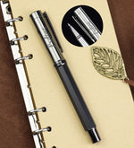 Esnek Kapak Gri Defter & Siyah Metal Roller Kalem & Bitki Çayı & Paspartu Çerçeve & Gri Double Fincan Hediye Seti