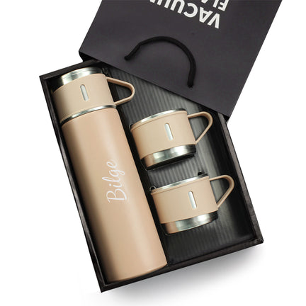 3 Bardaklı Silver Termos