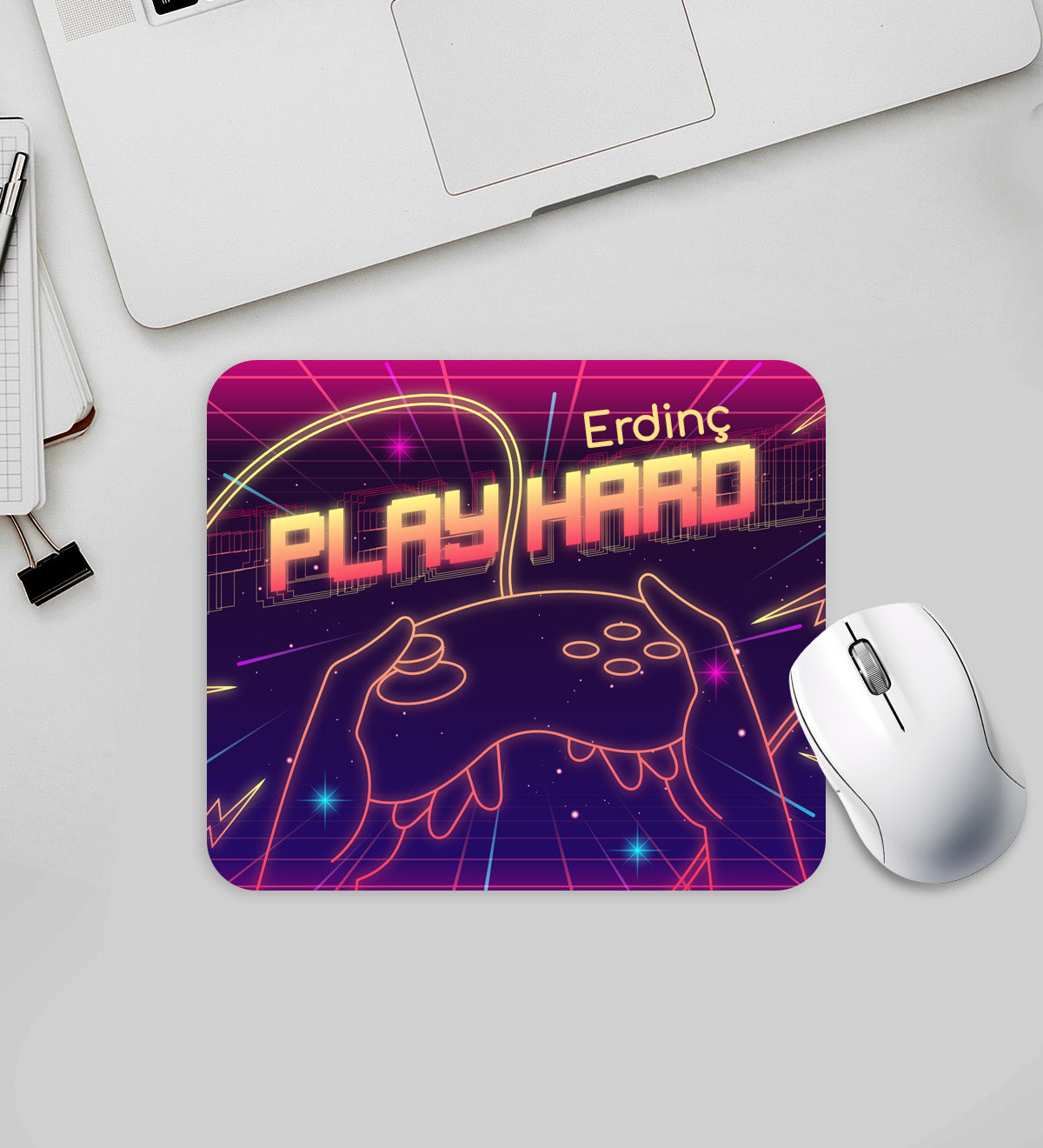 Kişiye Özel Play Hard Tasarım Mouse Pad