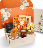 Fincan &Godiva Çikolata & Rakle Mum & Gül Kutusu & Türk Kahvesi Hediye Seti