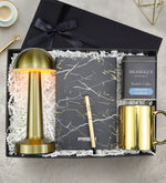 Selamlıque Türk Kahvesi & Defter & Kalem & Gold Mantar Masa Lambası & Kupa Premium Hediye Seti