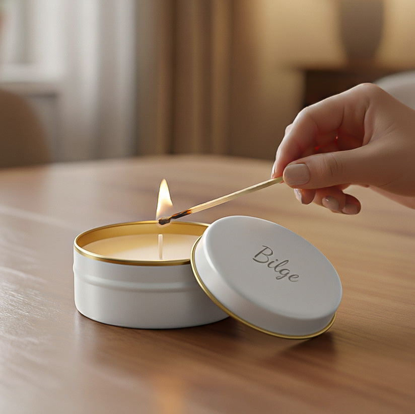 Beyaz Metal Kutulu Mum