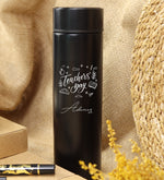 Kişiye Özel 500 ML Dereceli Termos & Deri Kapaklı Vintage Anı-Seyahat Defteri & Fincan & Atatürk Kabartmalı Roller Kalem Hediye Seti