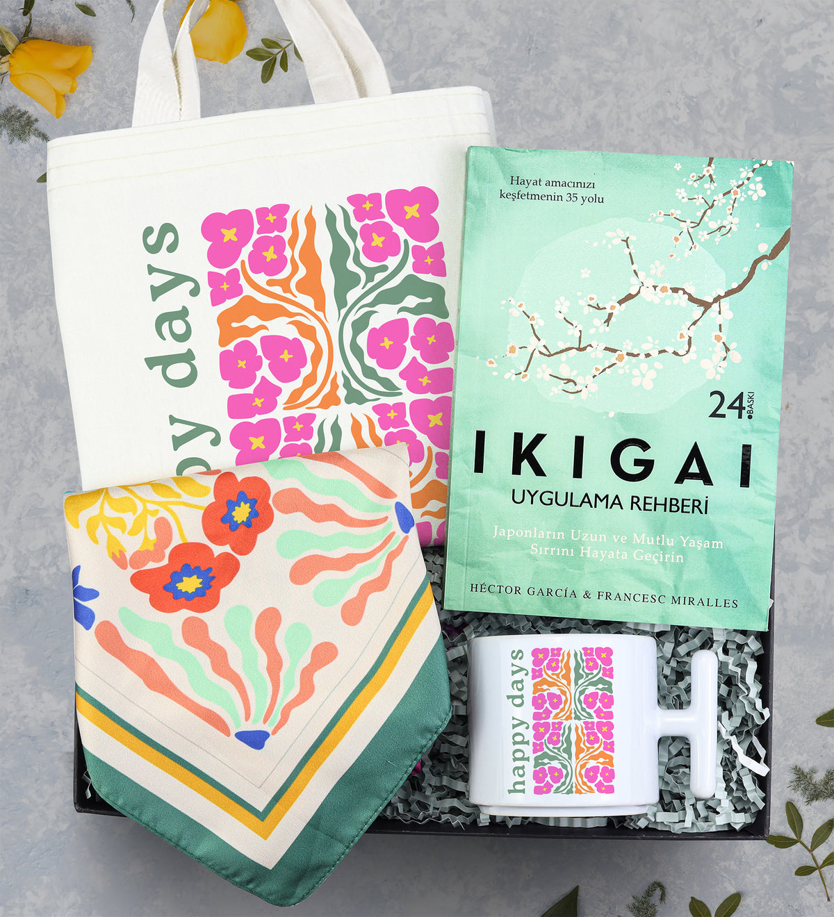 Ikigai & Fular & T Kupa & Çanta Hediye Seti