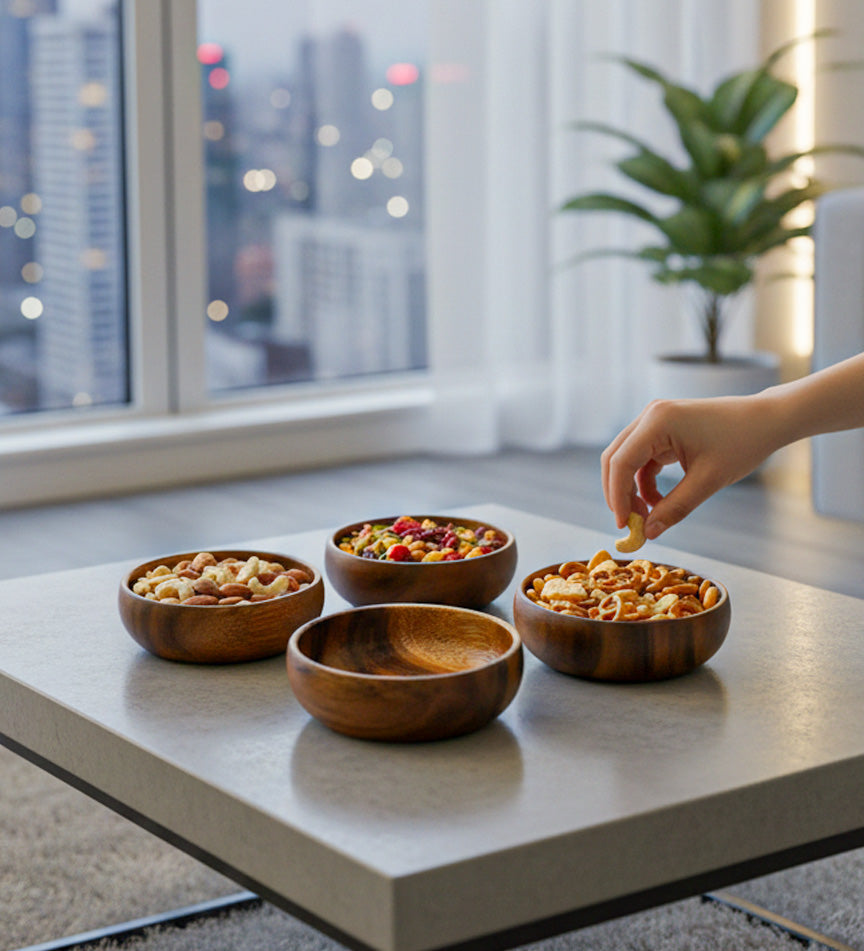 4'lü Ahşap Çerezlik