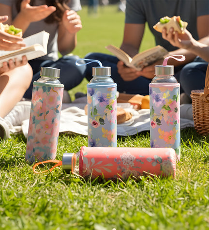 H2O Çiçekli 500ml Cam Matara