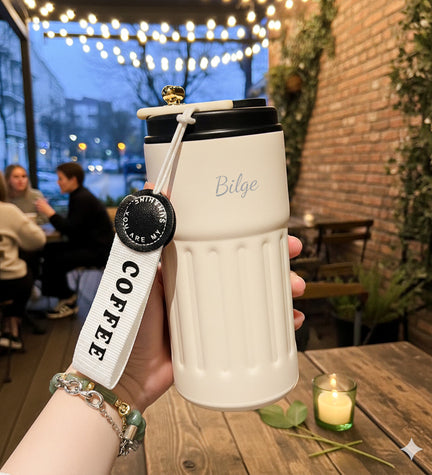 400ml Coffee Dereceli Beyaz Termos