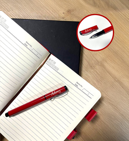 Özel Kutulu Kırmızı Orta Boy Defter Kalem Seti