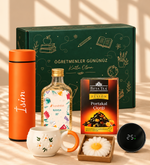 Dereceli Turuncu Termos & Kolonya & Beta Tea & Kupa & Mum Hediye Seti
