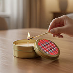 Ekose Desenli Metal Kutulu Mum