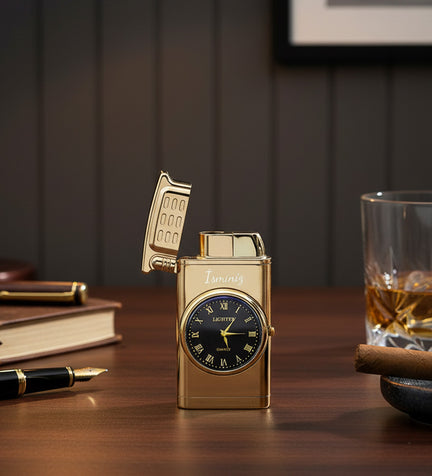 Kişiye Özel Saatli Gold Renk Çakmak