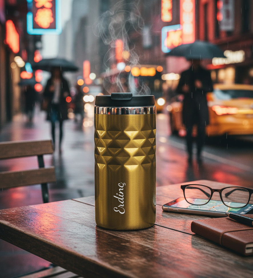 Kişiye Özel 300 ML Gold Kristal Çelik Termos