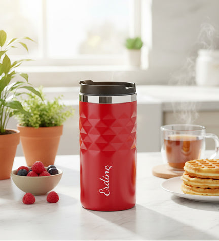 Kişiye Özel 300 ML Kırmızı Kristal Çelik Termos