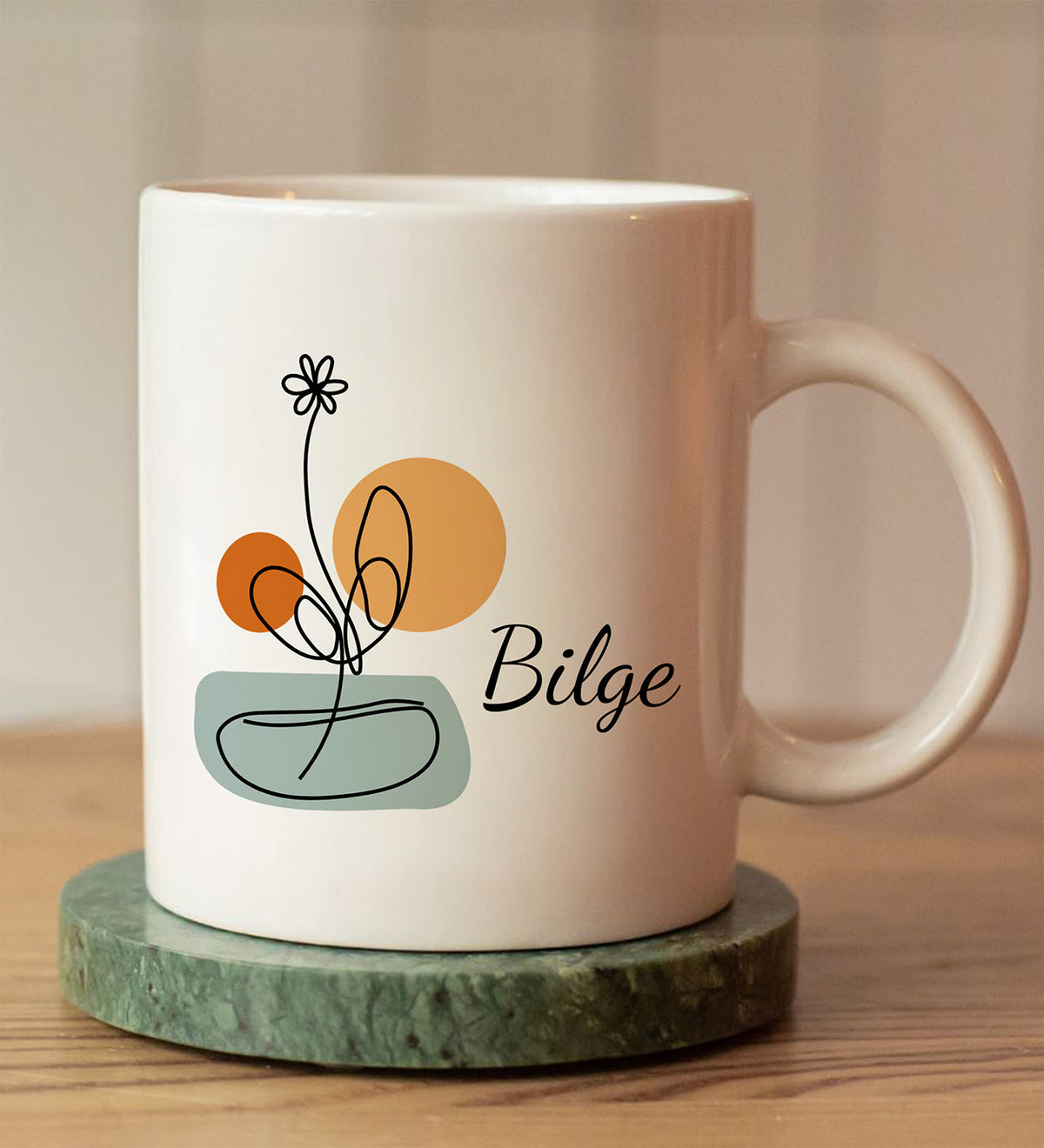 Çiçek Çerçeve Kupa Fular Kadına Hediye Seti