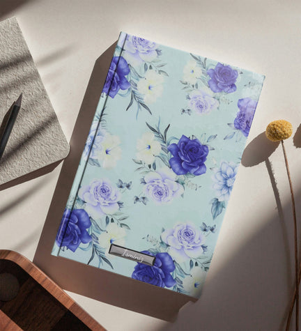 Mavi Gül Desenli Defter