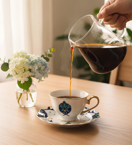 Mavi Motifli Çay ve Kahve Fincanı