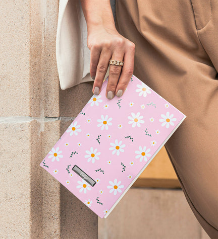 Papatya Desenli Pembe Defter