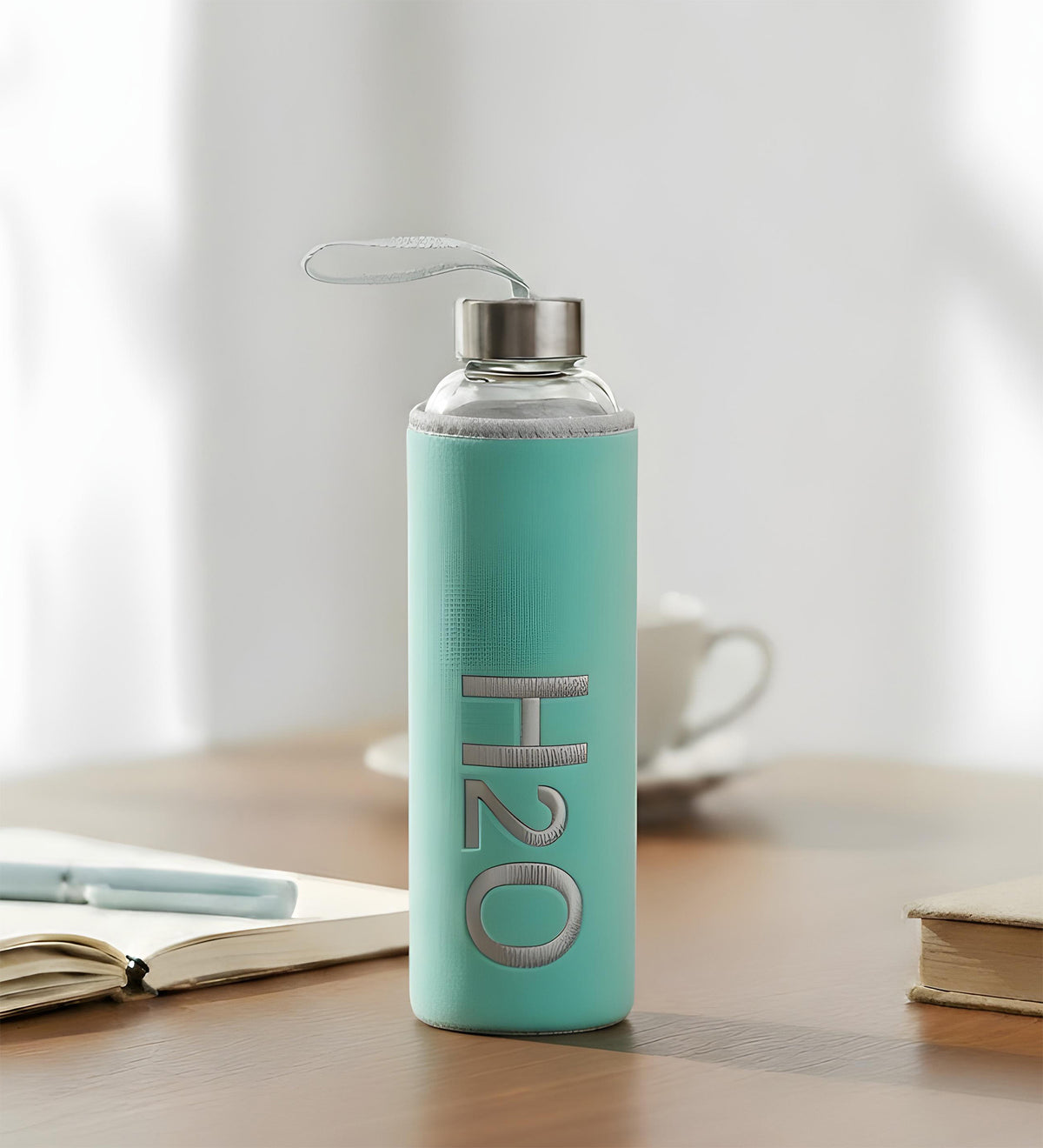 Yeşil 600ml Peluş Kılıflı Cam Matara