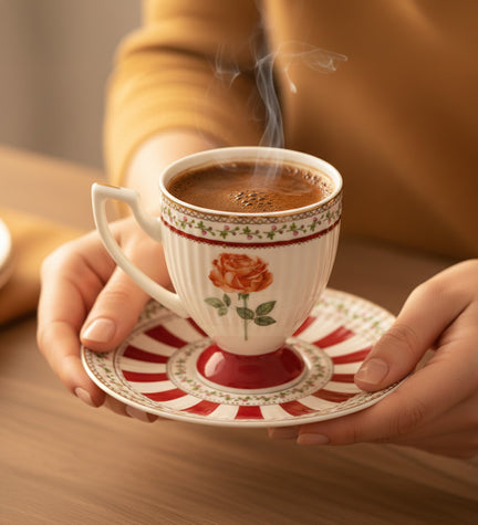 Renkli Çiçekli Kahve Fincanı