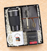 Silikon Halkalı 500 ml Termos & Anı-Seyehat Defteri & Gold Siyah Roller Kalem & Kupa & SelamlıqueHediye Seti