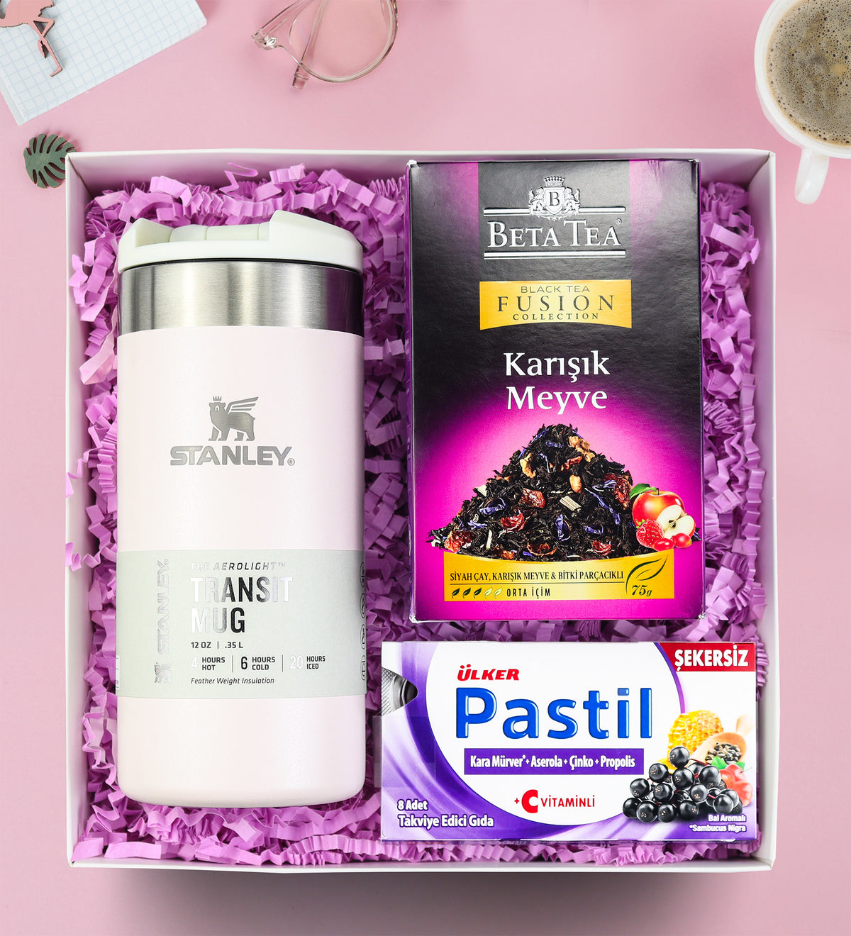 Stanley Termos 0.35 L & Beta Tea Bitki Çayı & Ülker Pastil Hediye Seti