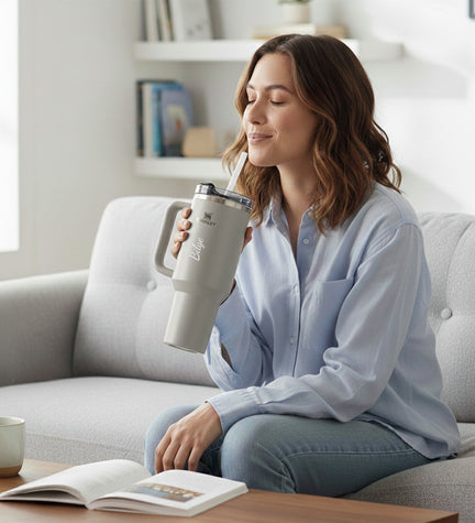 Kişiye Özel Stanley Termos Quencher H2.O FlowState 1.18L Kül Rengi