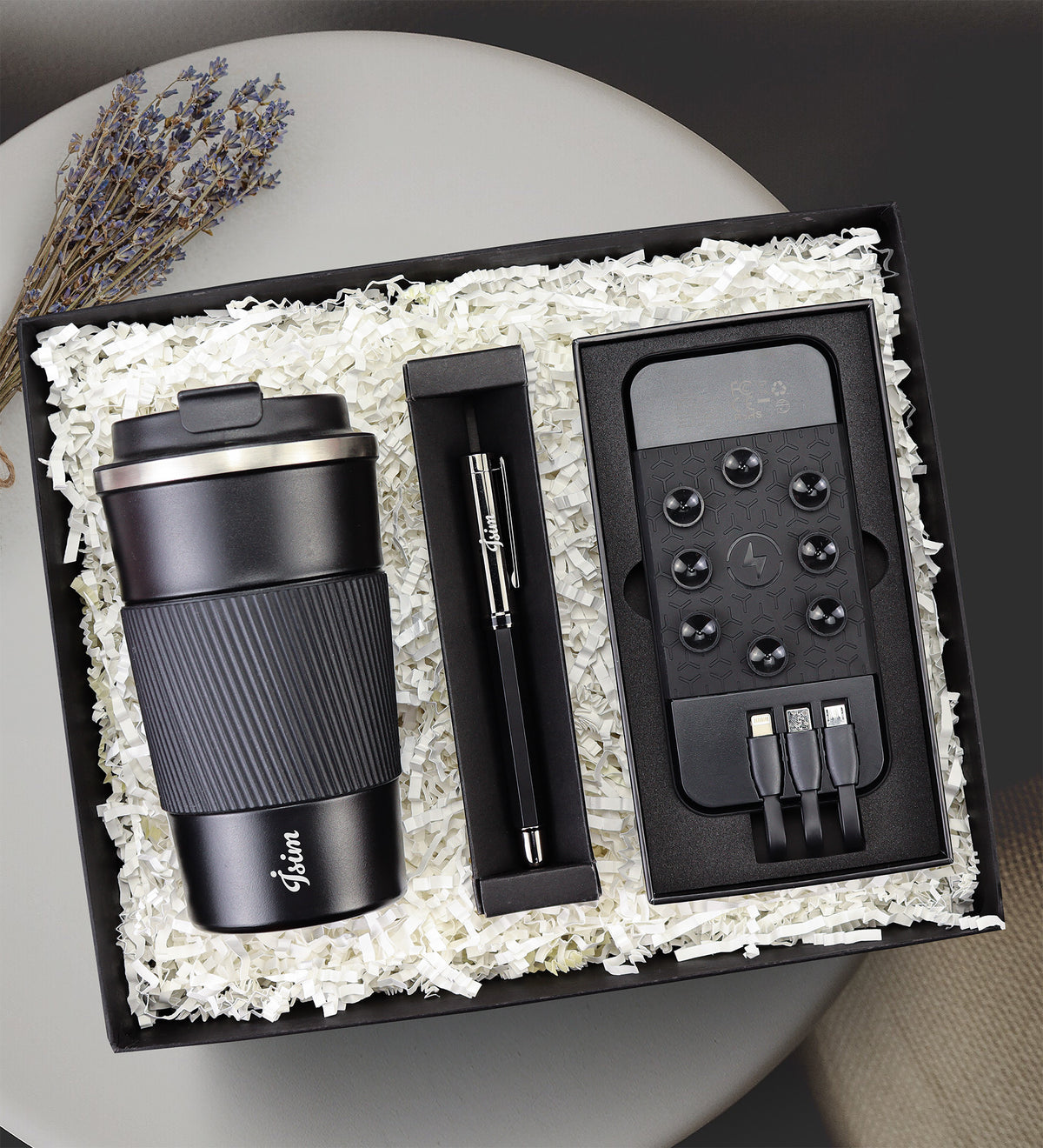 Termos & Siyah Metal Roller Kalem & Powerbank Hediye Seti