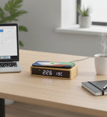 Wireless Şarj Bambu Masa Saati