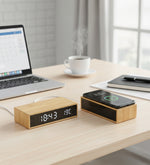 Wireless Şarj Bambu Masa Saati