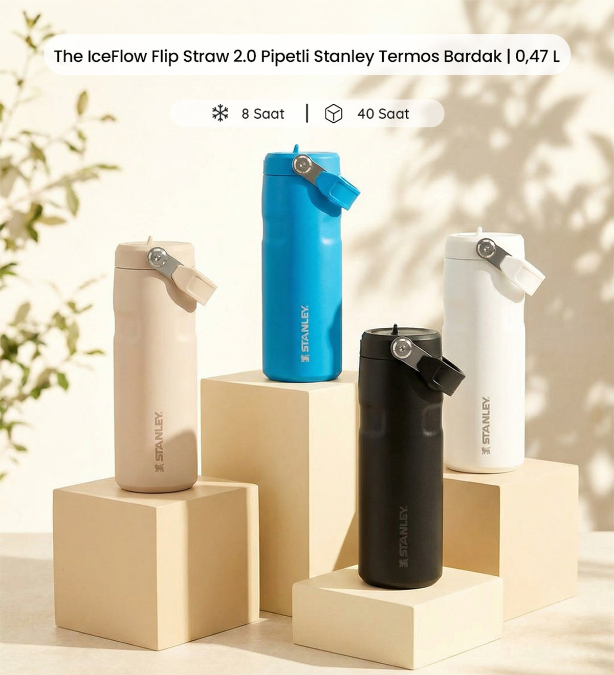 The IceFlow Flip Straw 2.0 Pipetli Stanley Termos Bardak 0,47L